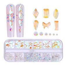 Decorazione per unghie con strass per unghie a forma di fondo piatto a 12 griglia, specifica: 05