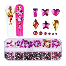 Decorazione per unghie con strass per unghie a forma di fondo piatto a 12 griglia, specifica: 12