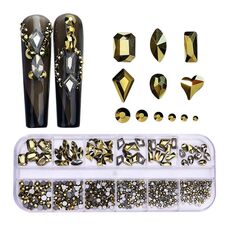 Decorazione per unghie con strass per unghie a forma di fondo piatto a 12 griglia, specifica: 13