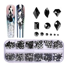 Decorazione per unghie con strass per unghie a forma di fondo piatto a 12 griglia, specifica: 14