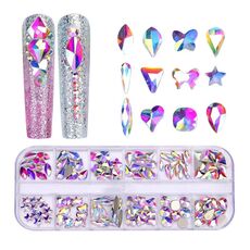Decorazione per unghie con strass per unghie a forma di fondo piatto a 12 griglia, specifica: 18