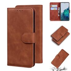 Per Samsung Galaxy S22 5G Skin Feel Pure Color flip custodia in pelle flip (marrone)