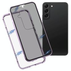 Per Samsung Galaxy S22 5G Custodia in vetro temperato a doppia facciata antieping Anti-Peeping (viola)