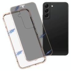 Per Samsung Galaxy S22 5G Custodia in vetro temperato a doppia facciata antid-retro (oro)