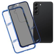 Per Samsung Galaxy S22 5G Anti-Peeping Magnetic Magnetic Phone Telephone Custodia in vetro temperato (blu)