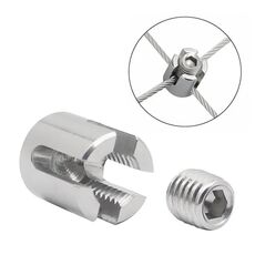 Clip fissa a croce per fune metallica da giardino in acciaio inox M8x2 316