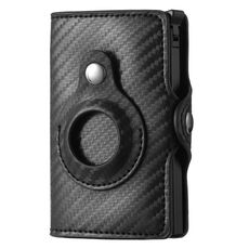 FY2108 Portafoglio Tracker Portacarte in metallo per AirTag, Stile: Fibra di carbonio (nero)