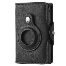 FY2108 Portafoglio Tracker Portacarte in metallo per AirTag, Stile: Retro (Nero)