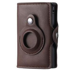 FY2108 Portafoglio Tracker Portacarte in metallo per AirTag, Stile: Crazy Horse (Caffè)