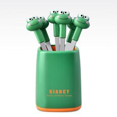 6 forchette + set di base in acciaio inossidabile sicuro portatile piccola forchetta (verde)