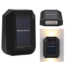 Lampada da parete solare a 6 LED Lampada da giardino decorativa per esterni su e giù (bianco caldo)