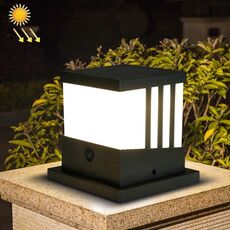 Lampada da testa a colonna impermeabile solare per esterni Lampada da giardino per cortile (nero)