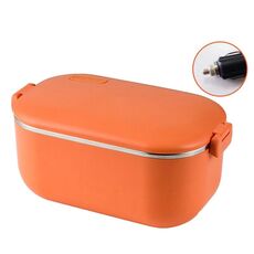 La scatola del pranzo riscaldante in acciaio inossidabile 304 da 48 W 1L può essere collegata a una presa per auto da 12 V (arancione)