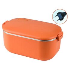La scatola del pranzo riscaldante in acciaio inossidabile 304 da 48 W 1L può essere collegata alla spina europea (arancione)