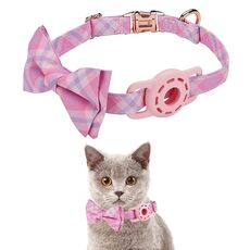 Pet Tracker Collar Insert Buckle Bow Collar per AirTag (Rosa)