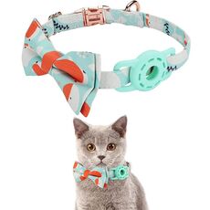 Pet Tracker Collar Insert Buckle Bow Collar per AirTag (verde menta)