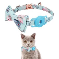 Pet Tracker Collar Insert Buckle Bow Collar per AirTag (Blu Luminoso)