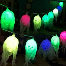 Halloween LED Bianco Filato Teschio Fantasma Festival Horror Atmosfera Luci decorative, Stile: 5m 20 Luci (colorate)