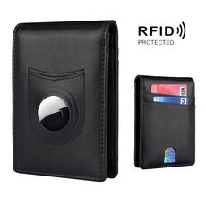 Tracker RFID Card Holder Portafoglio da uomo in pelle per AirTag (tessuto semplice)