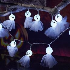LED Decorazione di Halloween Luminoso Tessuto Fantasma Ornamento Stringa Luce 1,5 m 10 Luci (Bianco)