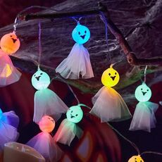 LED Decorazione di Halloween Luminoso Tessuto Fantasma Ornamento Luce della stringa 1,5 m 10 luci (colorato)