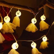 LED Decorazione di Halloween Luminoso Tessuto Fantasma Ornamento Luce della Stringa 3m 20 Luci (Bianco Caldo)