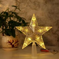 Luci a stella luminose a LED con luce superiore per albero di Natale, dimensioni: modello a batteria piccola (bianco caldo)