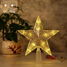 Luci a stella luminose a LED con luce superiore per albero di Natale, dimensioni: piccola spina europea (bianco caldo)
