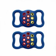 2 pezzi di copertura in silicone per collare per animali domestici traforati a contrasto per AirTag (blu scuro colorato)