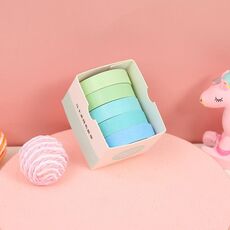 Set di nastri per conto a mano stampati per studenti da 5 scatole (colore solido Macaron 4)