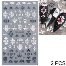 2 PCS 5D Adesivi per unghie in pizzo cavo stereoscopico Nail Art Adesivi in rilievo con fiori 3D (5D-K57)
