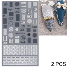 2 PCS 5D Adesivi per unghie in pizzo cavo stereoscopico Nail Art Adesivi in rilievo con fiori 3D (5D-K57)