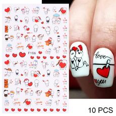 10 PCS Cartoon Heart Letters Personaggio dei fumetti Nail Art Sticker 3D Adesivi per unghie adesivi (F106)
