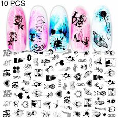 10 PCS Cartoon Heart Letters Personaggio dei fumetti Nail Art Sticker 3D Adesivi per unghie adesivi (F637)