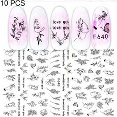 10 PCS Cartoon Heart Letters Personaggio dei fumetti Nail Art Sticker 3D Adesivi per unghie adesivi (F640)