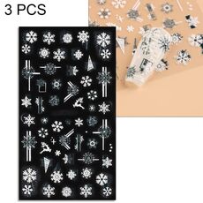 3 pezzi adesivi per unghie in rilievo 5D adesivi per unghie con fiocchi di neve di Natale (5D-K120)