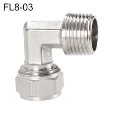 FL8-03 LAIZE Connettore femmina per trachea in rame nichelato a raccordo rapido con bloccaggio a gomito