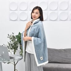 80x130 cm flanella ispessita coperta a scialle in rilievo coperta per aria condizionata per ufficio (blu nebbia)