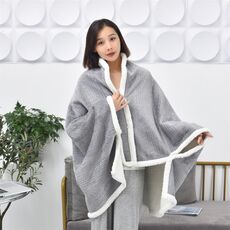 100x150 cm flanella ispessita coperta scialle goffrata ufficio aria condizionata coperta (grigio chiaro)