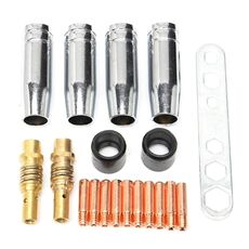19 pezzi / set Kit di ricambio per attrezzi a molla per testina per ugello per guaina isolante per torcia per saldatura