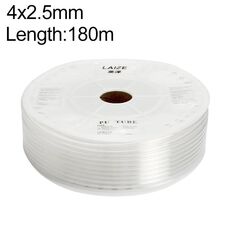 Tubo in PU flessibile per aria compressa per compressore pneumatico LAIZE, specifica: 4x2,5 mm, 180 m (trasparente)