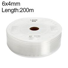 Tubo in PU flessibile per aria compressa con compressore pneumatico LAIZE, specifica: 6x4 mm, 200 m (trasparente)