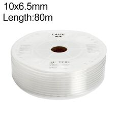 Tubo in PU flessibile per aria compressa per compressore pneumatico LAIZE, specifica: 10x6,5 mm, 80 m (trasparente)