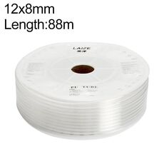Tubo in PU flessibile per aria compressa per compressore pneumatico LAIZE, specifica: 12x8 mm, 88 m (trasparente)