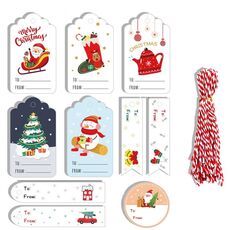 2 Confezioni 50 pz/set Etichette di carta Kraft natalizie Etichette di carta da regalo (serie 1)