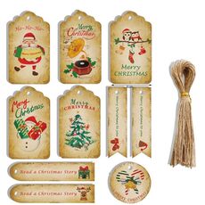 2 Confezioni 50 pz/set Etichette di carta Kraft natalizie Etichette di carta da regalo (serie 4)