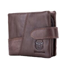 BULL CAPTAIN 01 Portafoglio orizzontale multifunzionale staccabile con fibbia in pelle vintage (caffè)