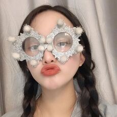 2 fermagli per capelli natalizi personalizzati con occhiali natalizi strani, colore: fiocco di neve con glitter argento