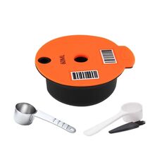 Filtro per caffè riutilizzabile ICafilas YB01, colore: arancione + cucchiaio in acciaio inossidabile HLB18 (60 ml)