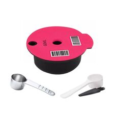 Filtro caffè riutilizzabile ICafilas YB01, colore: rosa + cucchiaio in acciaio inossidabile HLB18 (60 ml)